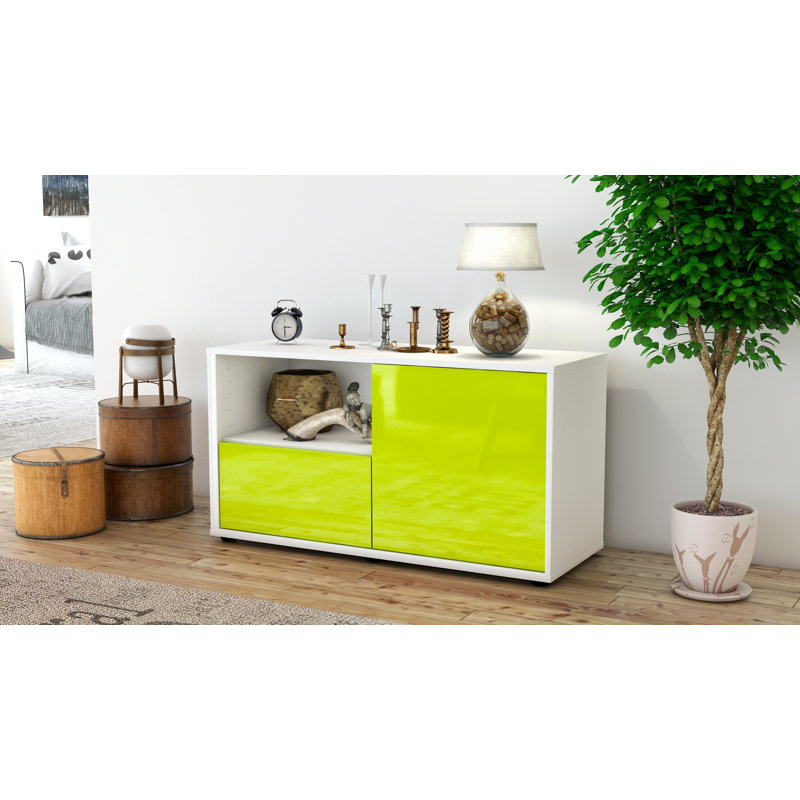 Jordy 92cm W 1 - Drawer Chest of Drawers, High-gloss Green / Matte White