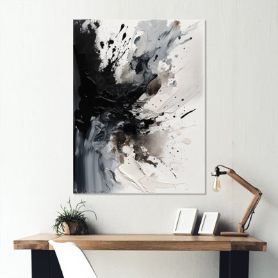 «Black Textured Splash IV», impression sur métal sans cadre