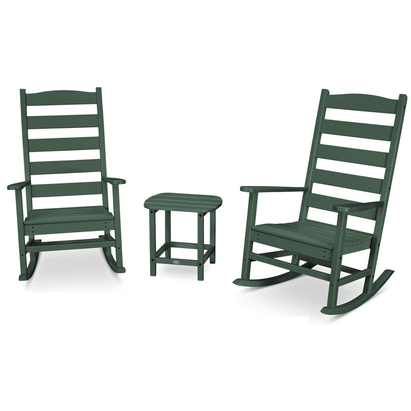 Shaker 3-Piece Porch Rocking Chair Set, Green