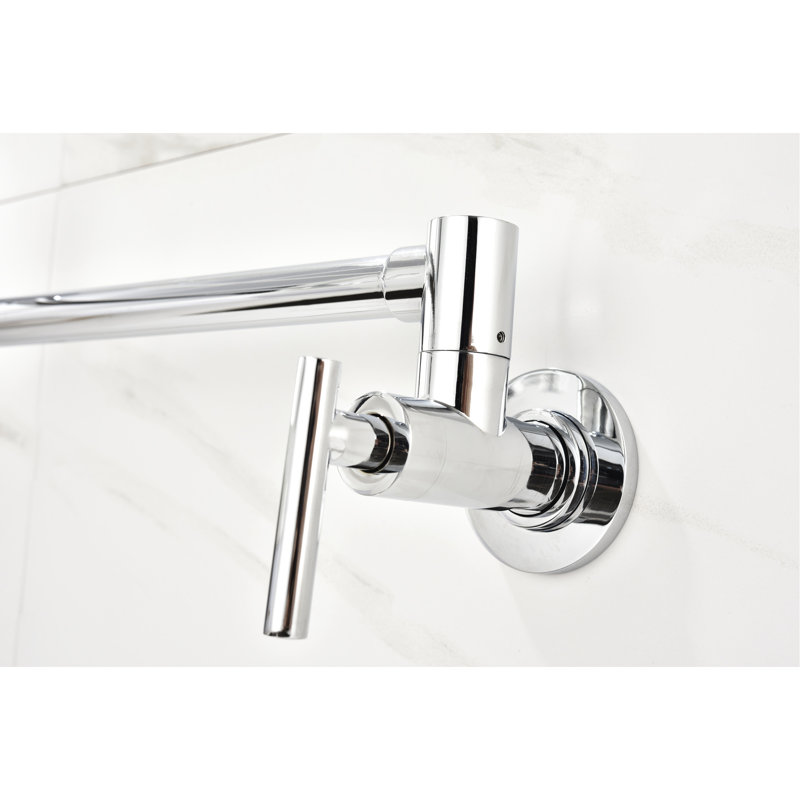 Wall Mount Pot Filler - Brass, Functionality Mounted Faucet , Easy Water Control, Silver