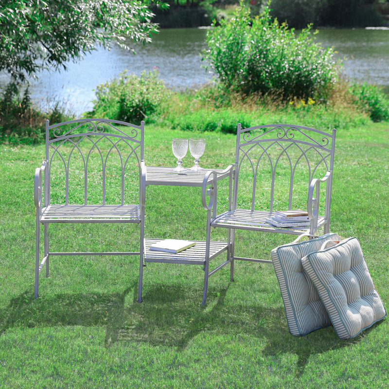 Damorian Metal Outdoor Bench, Grey