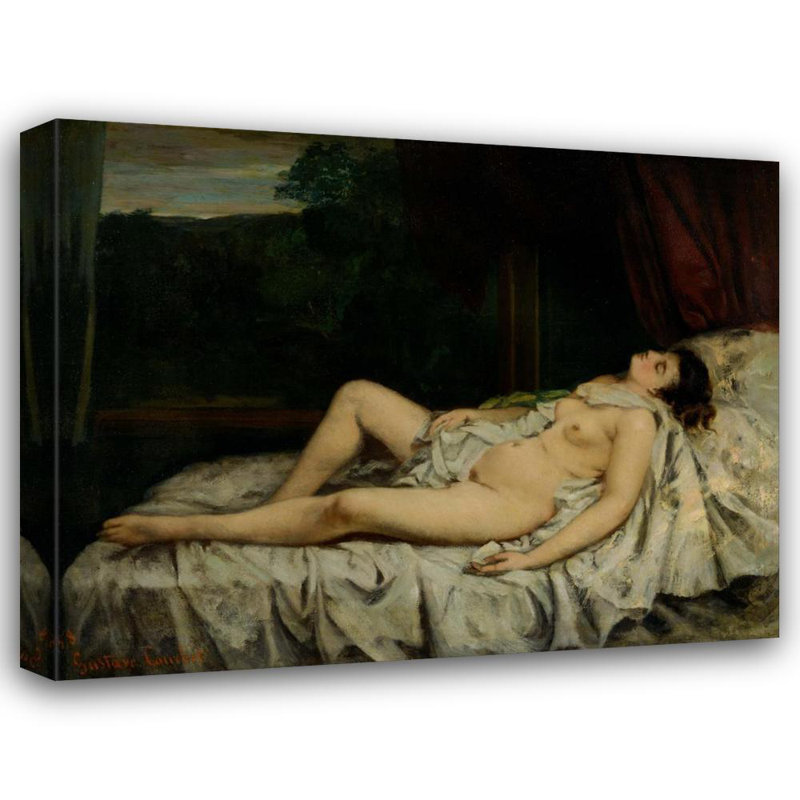 «Sleeping Nude» par Gustave Courbet - Art mural sur toile tendue avec châssis