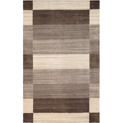 Tribal Striped Area Rug in Brown / Brown