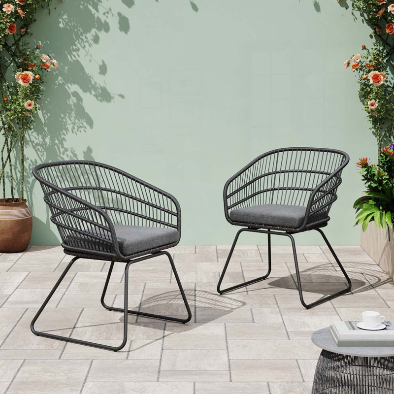 Outdoor Patio Chair, Gray, Black
