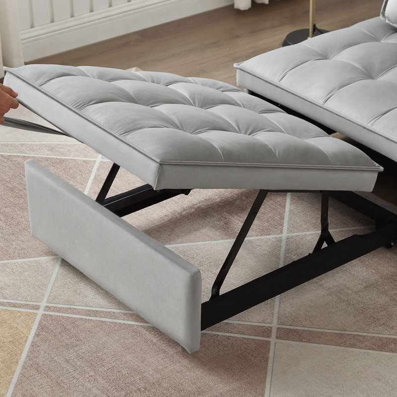 Convertible Sleeping Sofa Bed, Modern Velvet Fabric Single Seater Sofa, Sleeping Sofabed With 1 Back Pillow And Removable Back, Single Comfortable Recliner Sofabed For Office, Living Room Apartment