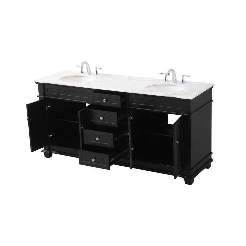 Ensemble de meuble-lavabo double 72 po Lydie, Noir
