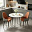 Round Dining Table And 2 Chairs Set, 3pcs Dining Room Sets For Restaurant Kitchen Office, 2-4 Seaters Marble Table And Light Khaki Microfiber Silicone Leather Kitchen Chairs Set Of 2-1804719587-1804719596