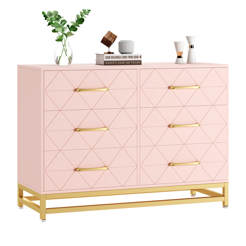 47 cm W Chest of 6 Drawers, Pink