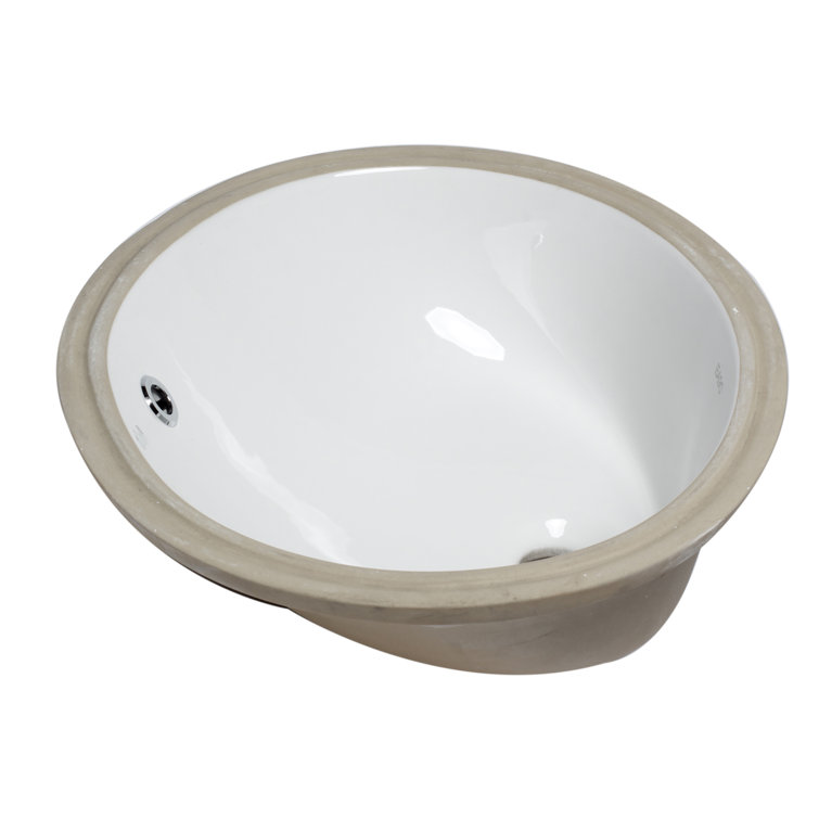 EAGO 15'' White Porcelain Oval Bathroom Sink with Overflow