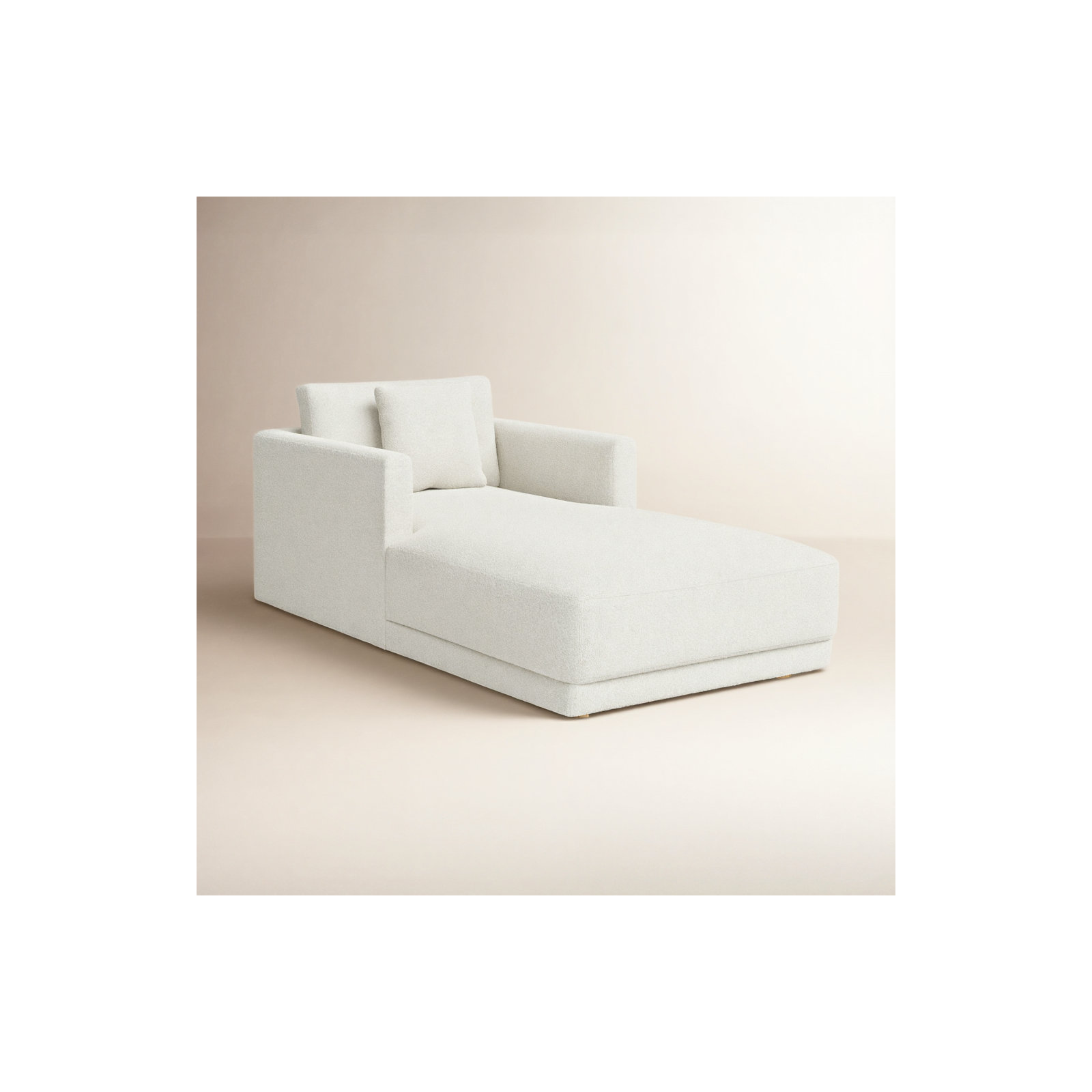 Vervino Upholstered Chaise Lounge, Oyster Boucle