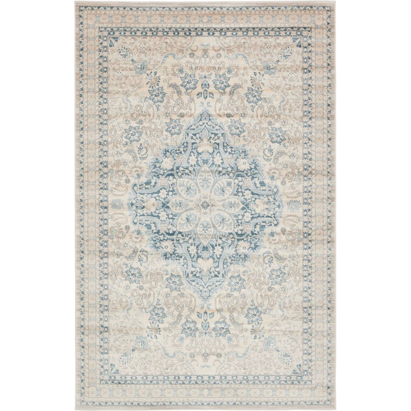 Tapis oriental bleu / gris clair Georgiana, Rectangle 4 pi x 6 pi