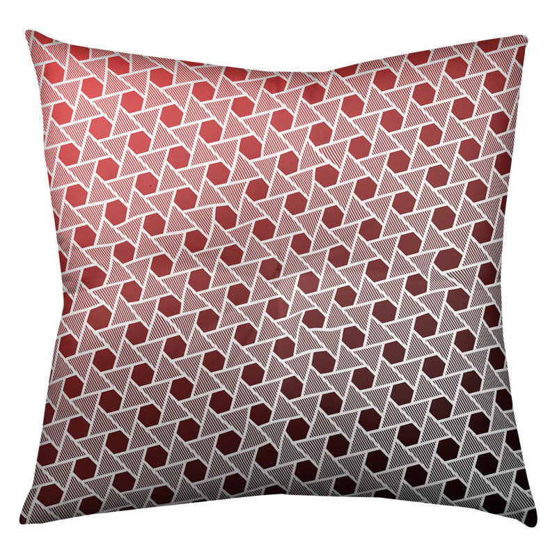 Coussin de plancher hexagonales et triangles, 26 po x 26 po, Noir / rouge