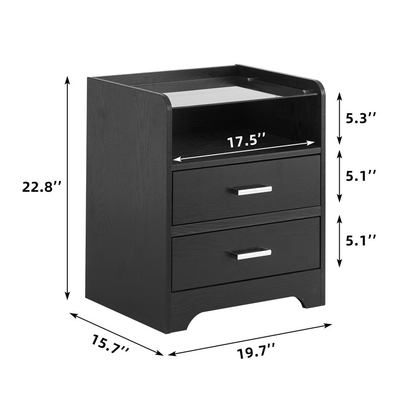 50cm W Manufactured Wood Bedside Table