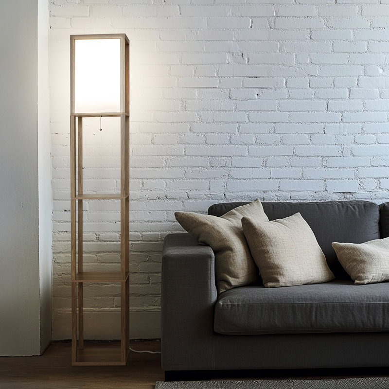 Lampe sur pied à DEL 63 po Maxwell, Beige, Bois rustique