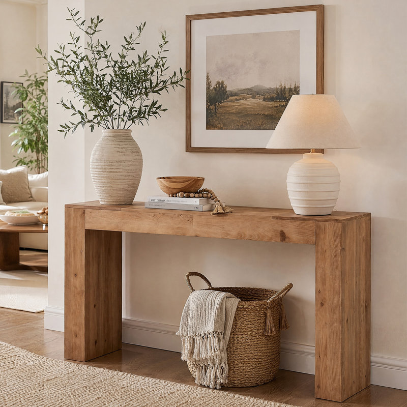 70.87" Solid Wood Farmhouse Console Table