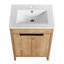 Ensemble de meuble-lavabo autoportant Katre avec lavabo en céramique blanche et 2 portes d'armoire à fermeture en douceur Katre