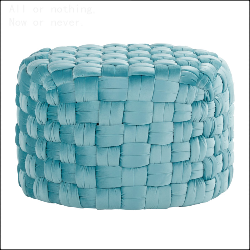 Repose-pieds rond 24 po en velours, Bleu