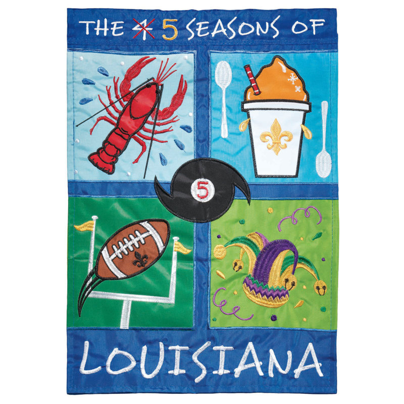 Polyester 5 saisons 5 saisons en Louisiane. Drapeau de la maison, 42 po x 29 po