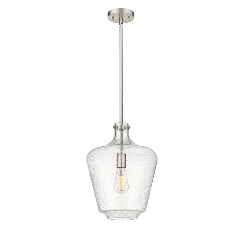 Luminaire suspendu en forme de globe à 1 lumière Honeycutt, Ampoule non incluse, Nickel satiné brossé, Grainé