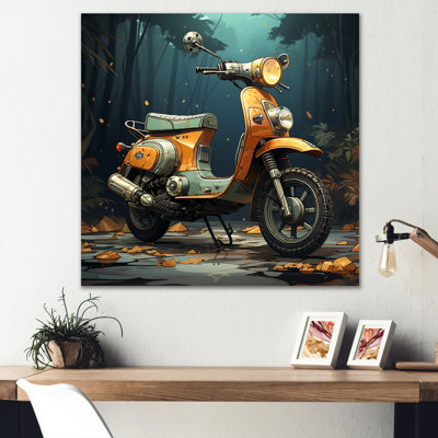 «Orange Scotter On The Streets», art mural en métal Scooter