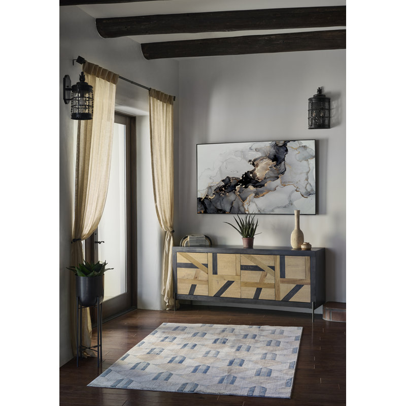 Scout Polyester Blue Area Rug 5''1" X 7''7", Rectangle 5'1" x 7'7"
