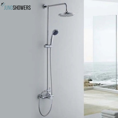 Brushed nickel shower valve with thermostatic temperature control and anti-scald protection