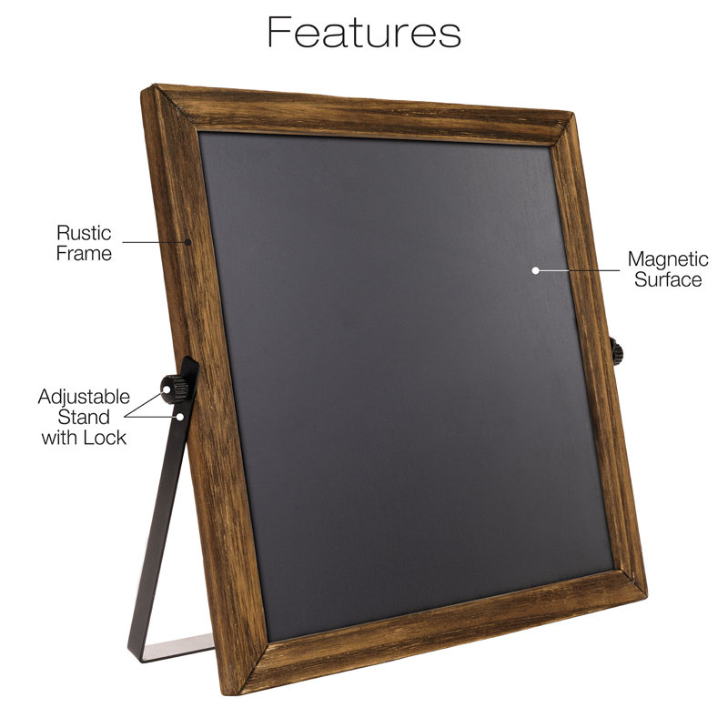 Free-Standing Magnetic Whiteboard, 13" x 13", Black