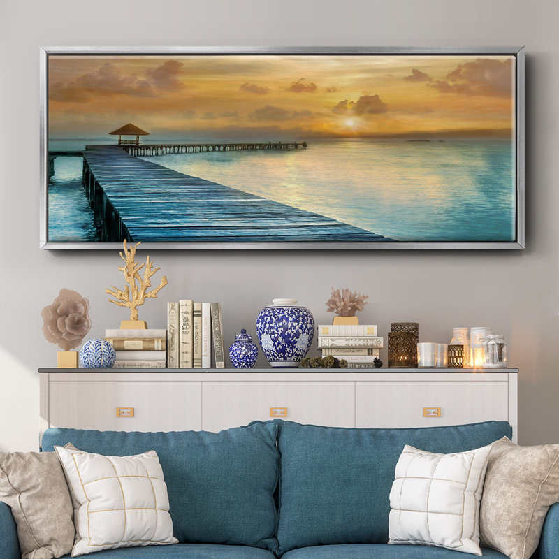 Island Time- Framed Canvas, 24" H x 60" W