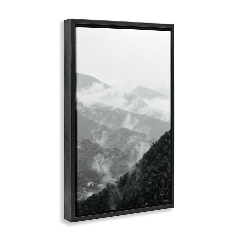 Cadre flottant Morning Mist Hillside, design par Deborah Revell, Cadre flottant noir de jais, H 25 po x l 17 po