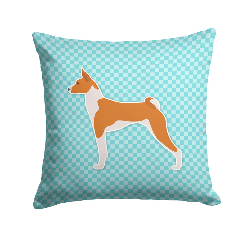 Basenji Basenji Indoor/Outdoor Throw Pillow, 14" H x 14" W x 3" D, Blue