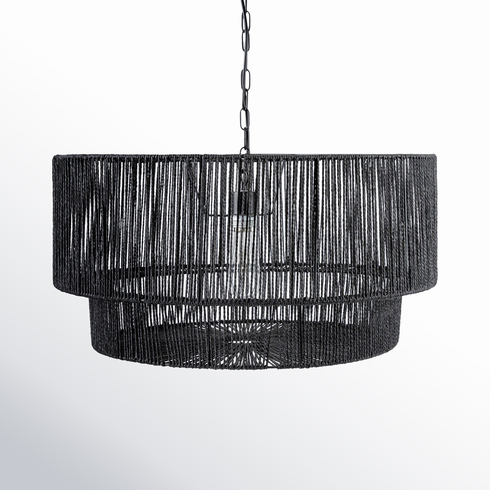 Devonya Single Light Paper Pendant, Black Sand Paper, 83" H x 25" W x 25" D