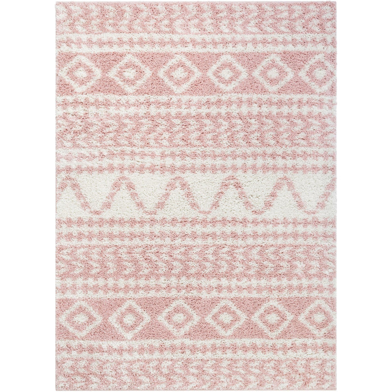Tapis rose en polypropylène tissé à la machine Marandia, Rectangle de 2 pi x 3 pi