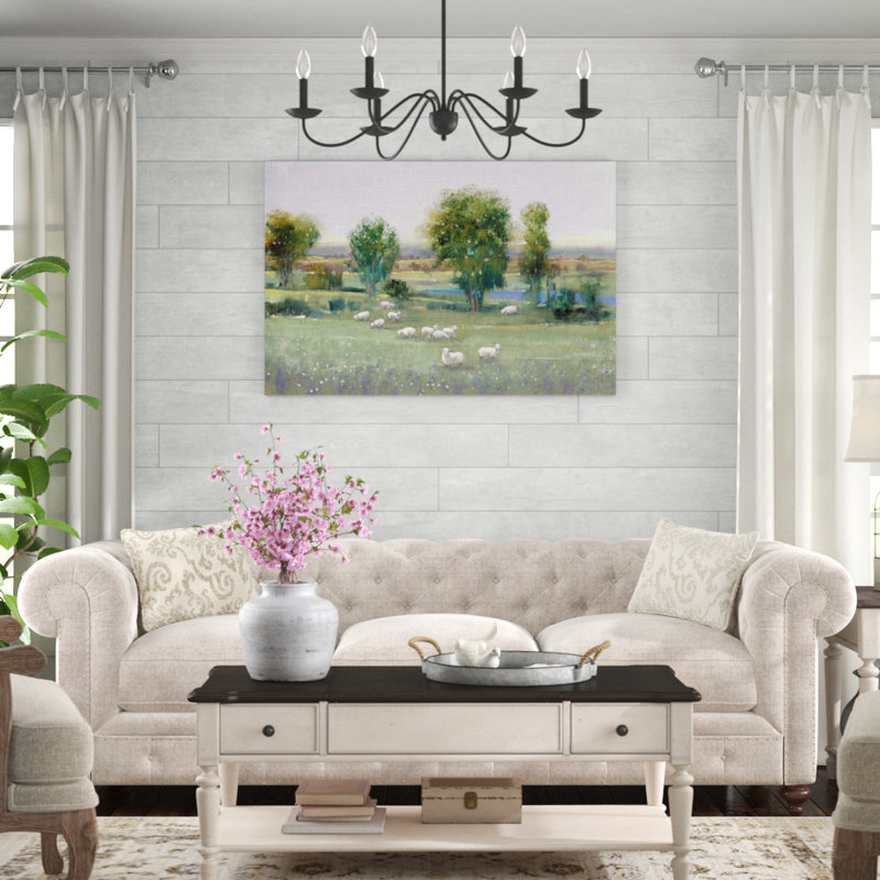 Field Of Sheep I by Timothy O' Toole - Painting, 81cm H x 122cm W, Paper Print