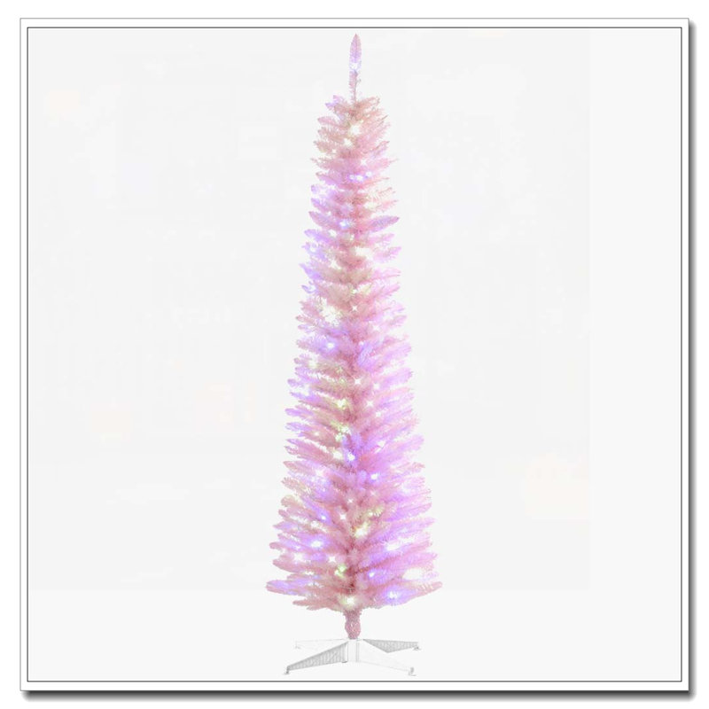 Arbre de Noël artificiel rose 5 pi, H 5 pi