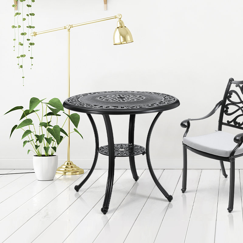 Round Outdoor Bistro Table With Umbrella Hole , 80cm cm W 80cm cm D