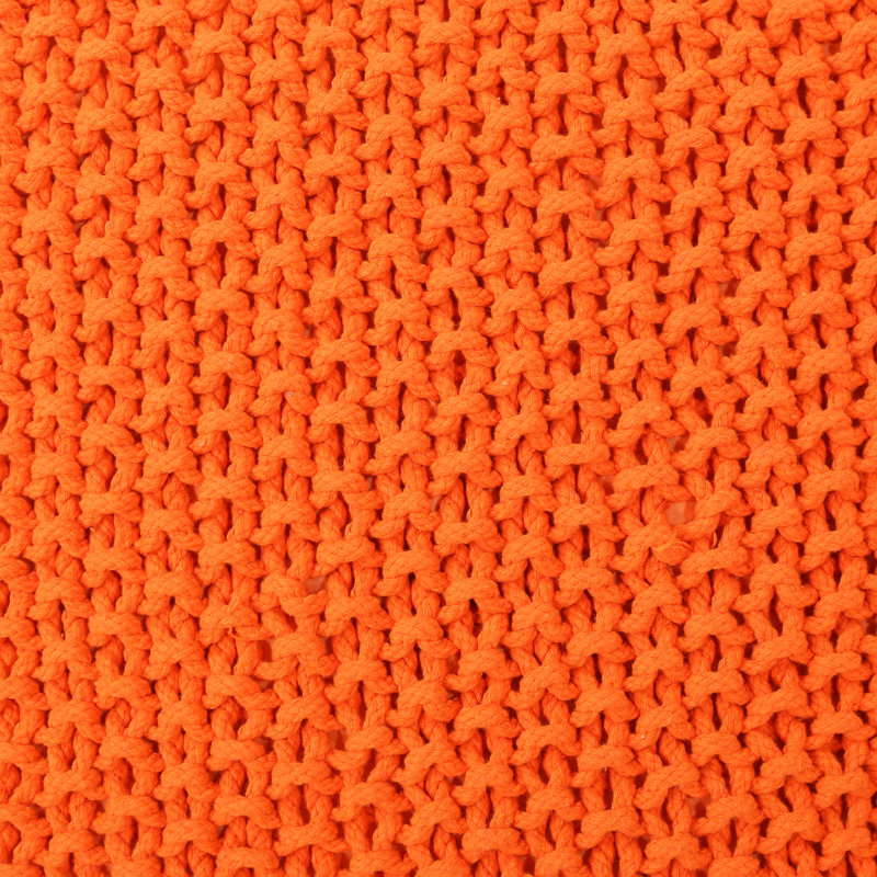 Pouf tricoté en fil de coton orange - 20,13 po x 16,69 po pour le cube de salon 16,69, pièce décorative