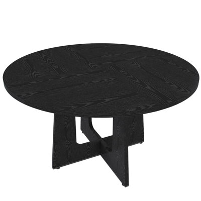 47" Round Dining Table for 4-6, Modern Farmhouse MDF Kitchen Table with 4-Panel Top, Multi-Purpose Table for Dining Room, Kitchen & Small Spaces