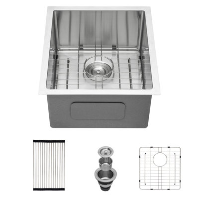 Évier de cuisine encastré 15 po - Évier de cuisine encastrable 15 po x 17 po x 10 po en acier inoxydable encastrable 16 jauges 10
