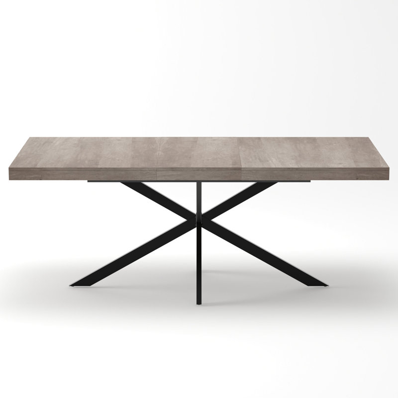 55.11"-70.86"Retro Rectangular Stretch Dining Table, Gray Carole Top With Same Color Embossed Center Plate,With Storage Box,Suitable For Dining Rooms, Kitchens, And Living Rooms,Gray