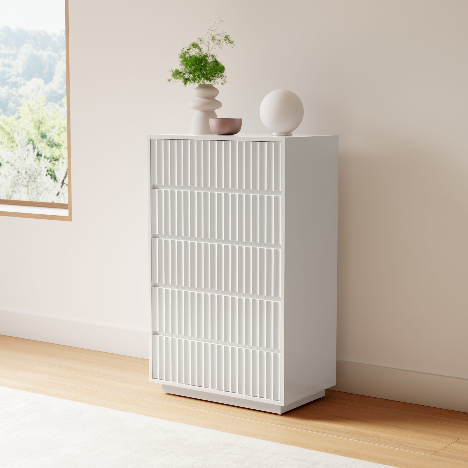 Paloma 5 Drawer 30" W Chest, White