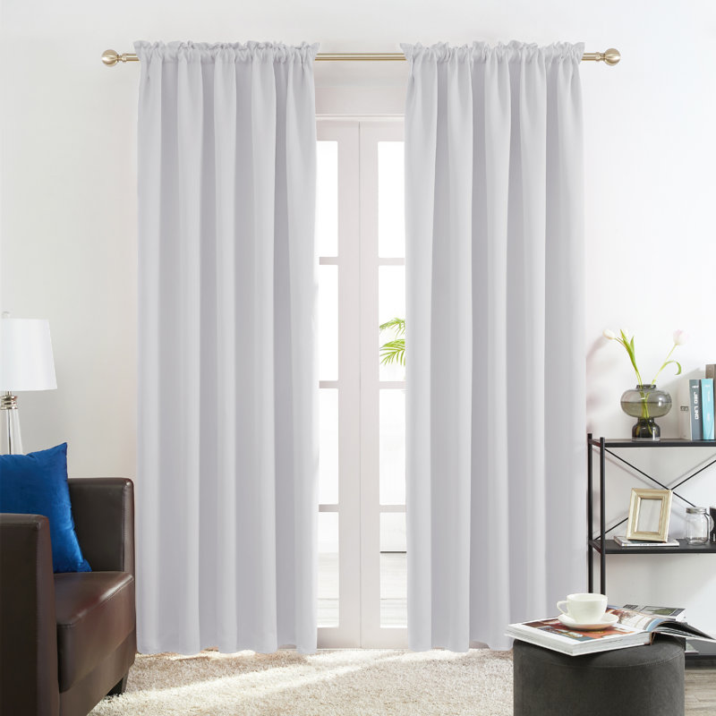 Harlowe Room Darkening Curtain Pair, 38" W x 45" L, Grayish White