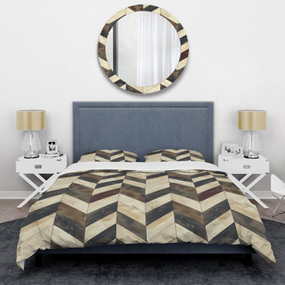 Beige Brown Chevron Pattern Dream I - Modern Duvet Cover Set