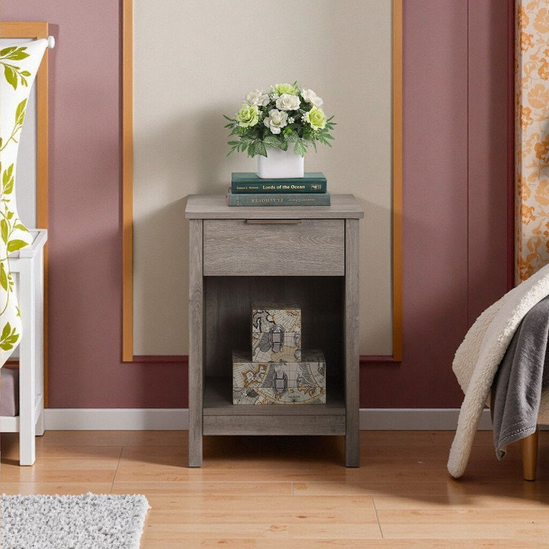 Table de chevet 3 tiroirs, Gris