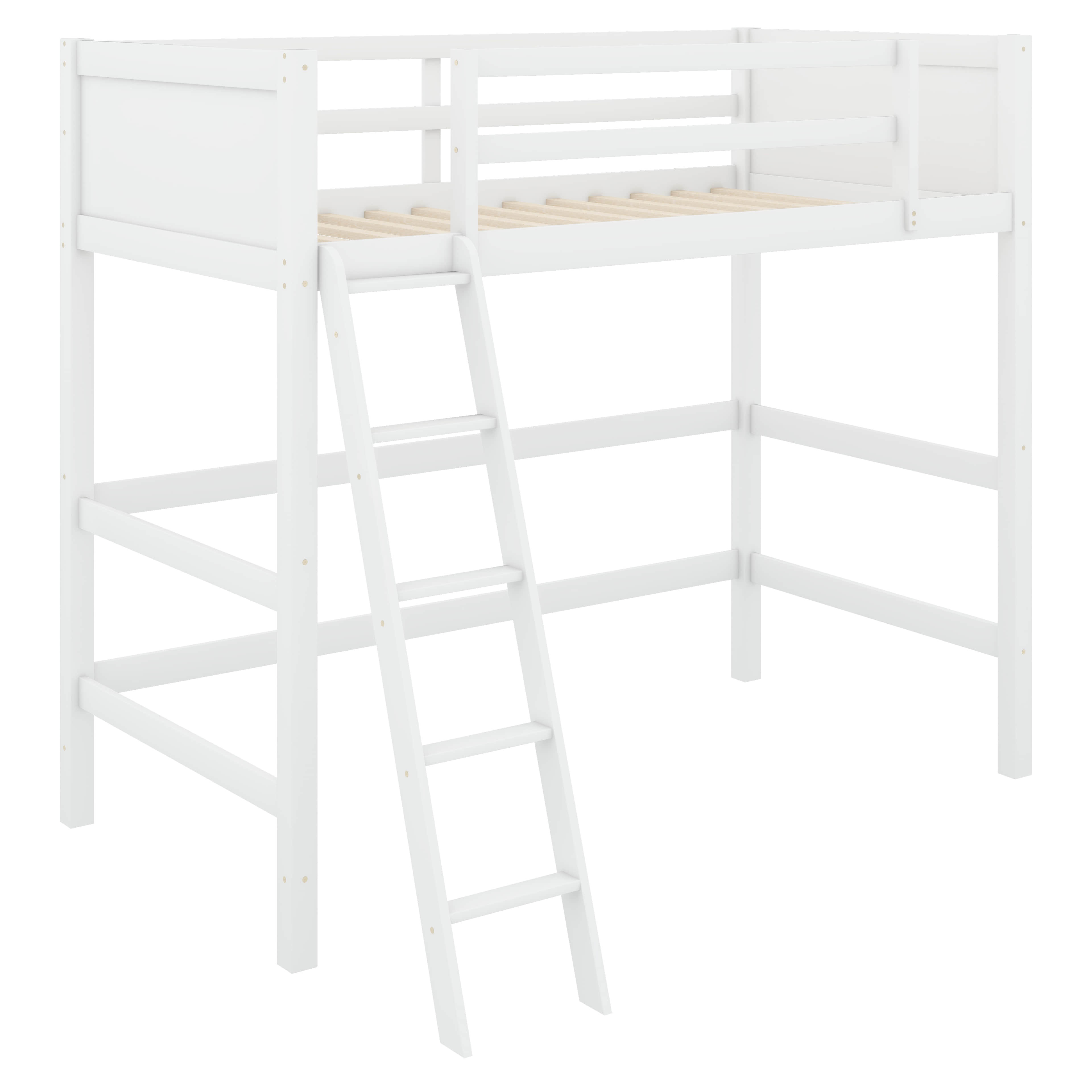 Harriet Bee Solid Wood Twin Loft Bed With Integrated Climbing Ladder ...