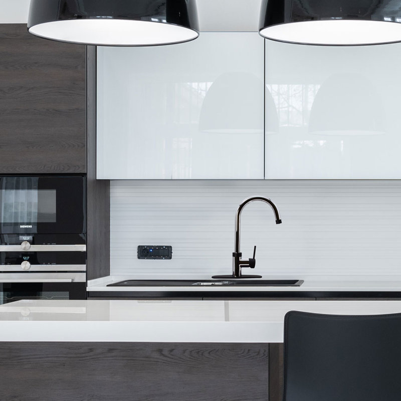 Polished Chrome and Matte Black 3-in-1 Kitchen Faucet with Instant Hot Water Tank