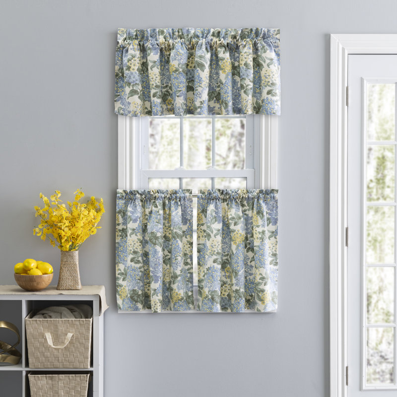 Levant Cotton Floral Tailored Cafe Curtain, 68" W x 36" L