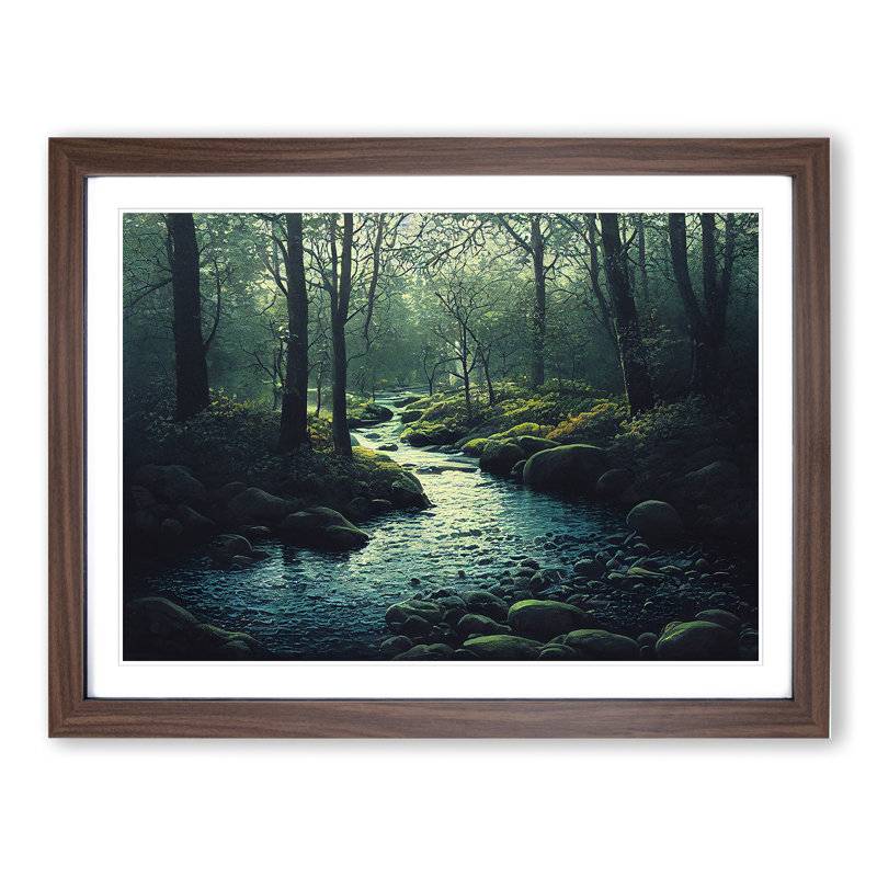 Fantastic Forest Stream - Single Picture Frame Print, 25cm H x 34cm W x 2cm D, Walnut