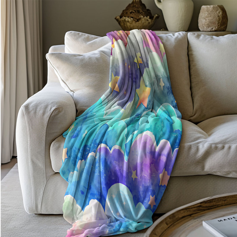 Mystery Sky Reverie - Jeté Sherpa Blan Premium 1 pièce, Grand lit