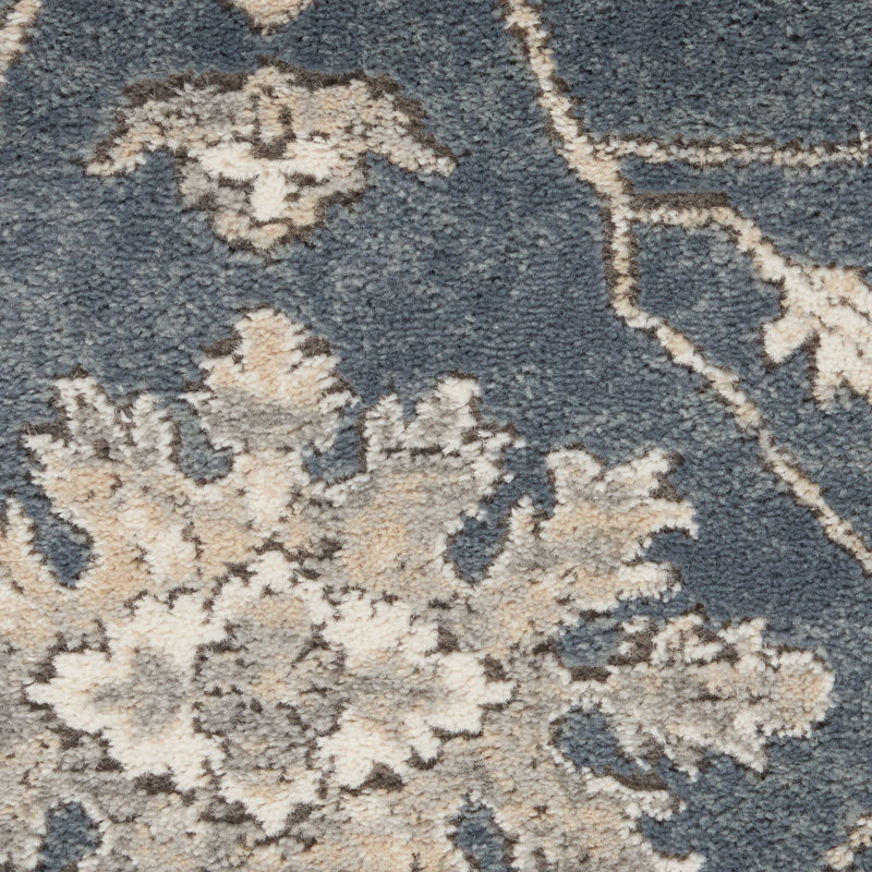 Tapis oriental bleu et beige tissé à la machine 4 pi x 6 pi