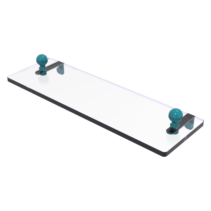 Tablette de meuble-lavabo en verre avec bords biseautés Mambo, H 2,25 po x l 16 po x P 5 po, Bleu sarcelle Glokzin
